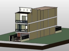 Dựng mô hình phối cảnh nhà phố 3 tầng 5x19.5m - Revit