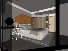 Dựng model 3d  .skp nội thất căn hộ 1 phòng ngủ