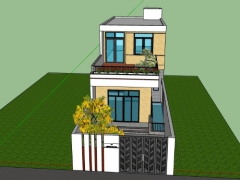 Dựng model mẫu nhà phố 2 tầng 6x22m .skp