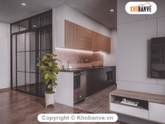 Dựng model max nội thất căn hộ ( khách bếp)