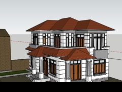 Dựng model sketchup nhà 2 tầng 9x13m