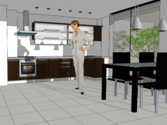 Dựng model sketchup nội thất phòng bếp đẹp 2023 mới
