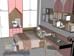 Dựng model sketchup nội thất phòng ngủ trẻ em