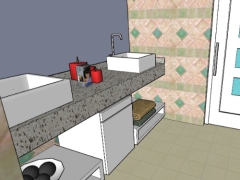 Dựng model sketchup nội thất phòng tắm đơn giản