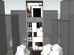 Dựng model su nhà phố 5 tầng 1 tum 2 mặt tiền 5.2x18.5m