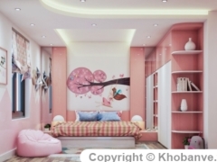 Dựng model su phòng ngủ màu hồng