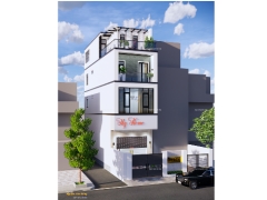 Dựng phối cảnh ngoại thất Nhà phố 4 tầng 5x20m kết hợp kinh doanh trên sketchup 2019
