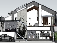 Dựng thiết kế nội thất chung cư phố lệch tầng model su