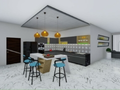 Dựng thiết kế nội thất phòng bếp đơn giản đẹp model su