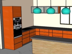 Dựng thiết kế nội thất phòng bếp model su