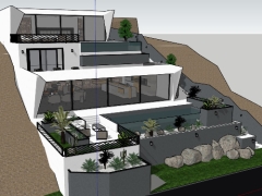 Dựng thiết kế villa 3 tầng file sketchup free