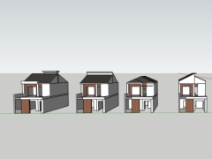 File .skp bản vẽ các phương án mẫu nhà phố 2 tầng 7.5x18m