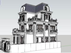 File .skp biệt thự tân cổ điển 4 tầng diện tích thiết kế 9x13m