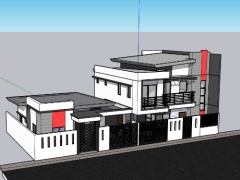File .skp mẫu nhà phố 2 tầng bản vẽ diện tích đất 10x20m