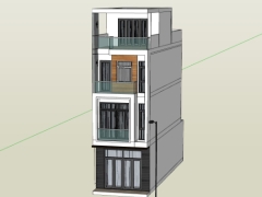 File .skp mẫu nhà phố 3 tầng 1 tum 4.2x14m