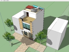 File .skp mẫu nhà phố 3 tầng kích thước xây dựng 5.1x14.66m