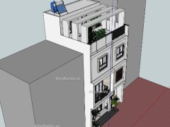File .skp mẫu nhà phố 4 tầng kích thước xây dựng 7x7m