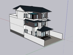 File .skp nhà biệt thự 3 tầng 7.1x19m