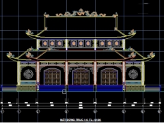 File autocad mẫu thiết kế đền thờ gồm bản vẽ KT+KC chi tiết