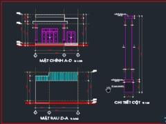 File autocad nhà cấp 4 diện tích xây dựng 8x14.6m miễn phí
