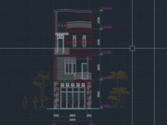 File autocad nhà phố 3 tầng 1 tum kt 5x22.7m