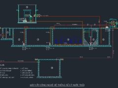 File autocad thiết kế Trạm xử lý nước thải 150 m3.ngày đêm cho công trình, dự án.