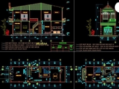 File bản vẽ mẫu nhà phố dụng 2 tầng 5x16m chi tiết móng.kc.kích thước.điện.nước.