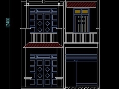 File bản vẽ mẫu nhà phố kích thước xây dựng 6.9x15m kiến trúc 2 tầng