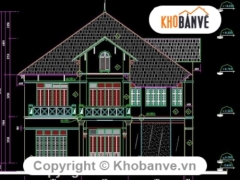 File bản vẽ thiết kế nhà 2 tầng kiến trúc đẹp chia sẻ miễn phí tại khobanve.vn