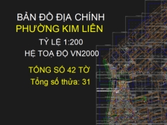 File Cad Bản đồ địa chính phường Kim Liên, quận Đống Đa, tỷ lệ 1:200 
