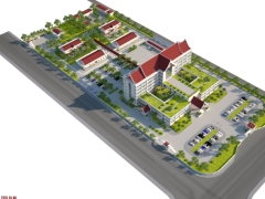 File cad bản vẽ bệnh viện đa khoa 200 giường  kiểu kiến trúc Lào