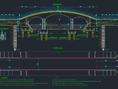 File cad bản vẽ cầu vòm 3 nhịp cho người đi bộ