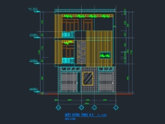 File cad bản vẽ thiết kế cải tạo nhà phố 3 tầng kích thước 5.15x8m 