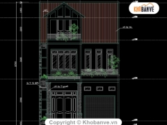 File cad bản vẽ thiết kế nhà 3 tầng kt 7.4x12.5m kiến trúc đẹp