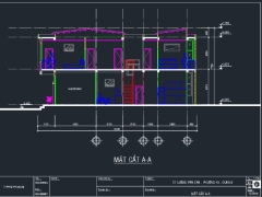 File cad bản vẽ thiết kế sơ bộ kiến trúc nhà 2 tầng 5.25x15.8m