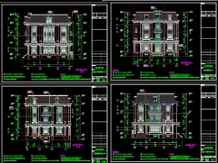 File CAD Biệt thự 3 tầng 1 tum kiến trúc Pháp 15x16m