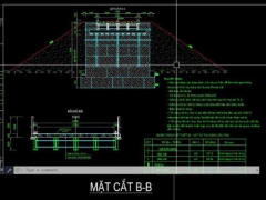 File cad cầu tạm thép l=12m b=4m mố rọ đá