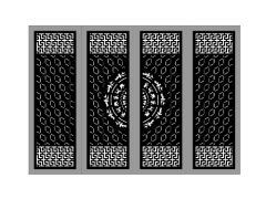 File cad cổng 4 cánh trống đồng phong cách