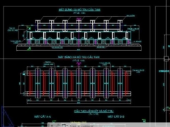 File cad file cad cầu tạm bằng thép trên rọ đá b=4m l=3x12m