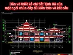 File cad file cad tịnh xá của ngôi chùa