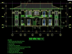 File cad gồm kiến trúc + kết cấu + nền móng nhà khám bệnh (trạm y tế xã) 2 tầng 8.7x20.4m