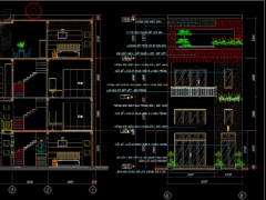 File CAD Hồ sơ nhà ở 4 tầng 6.3x13.3m (kiến trúc, kết cấu, điện, nước)