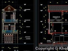 File cad kết cấu kiến trúc thiết kế mẫu nhà phố 3 tầng 