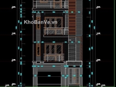 File cad kết cấu kiến trúc thiết kế nhà lô phố 4 tầng KT 6.1x10.5m