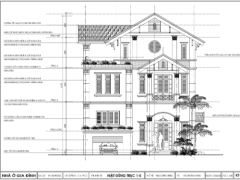 File CAD Kiến trúc Biệt thự nhà phố 3 tầng 9.3x12m