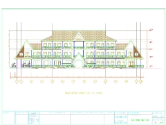 File CAD kiến trúc, kết cấu, dự toán Khách sạn 3 tầng 53.8x17.6m
