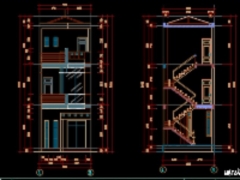 File cad kiến trúc nhà ở 3 tầng KT 4.9x16.2m