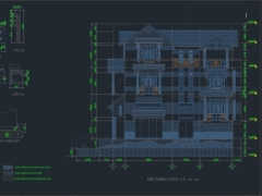 File CAD Mẫu biệt thự 4 tầng 8x20m có 1 tầng hầm