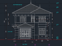 File cad mẫu biệt thự mái nhật 2 tầng 10x12.5m