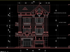File CAD Mẫu biệt thự pháp 3 tầng 8.2x13.5m Full hạng mục Mặt bằng Nội thất, Kiến trú, Phào chỉ  hoa văn